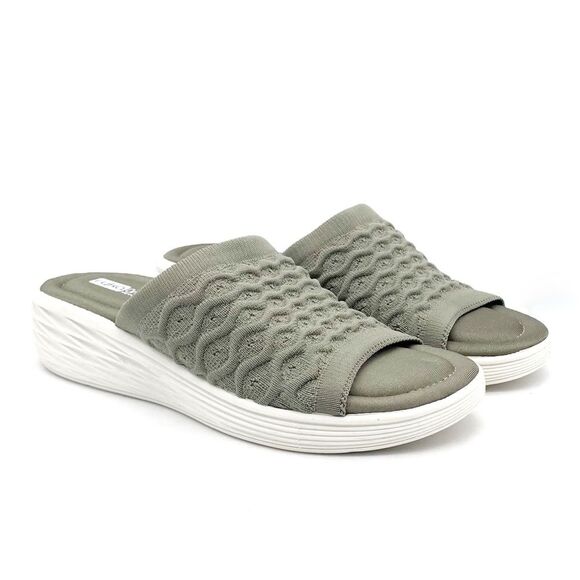 Ryka Nanette Stretch Knit Slide Demi-Wedge Slip-On Sandals Sage Green Size 9.5 - Picture 7 of 16
